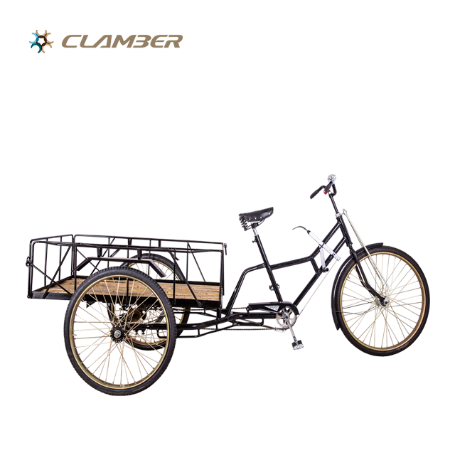 ZA13 Adult Carbon Steel Frame Rubber Tire Pedal Cargo Tricycle with Open Cabin of Different Sizes